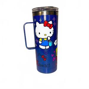 Hello Kitty Blue Glitter Travel Mug with Handle and Lid 20 oz